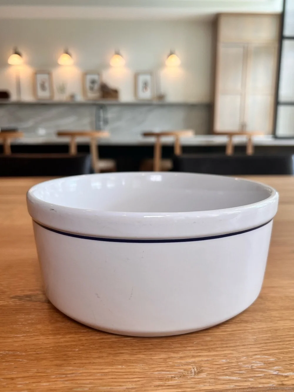 Clay Design TOP DOG Ceramic Dog Bowl White Blue Large Pet Food Water Dish